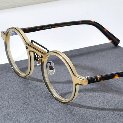 HEPIDEM Powder Acetate Glasses Men Retro Vintage Round Eyeglasses Women Spectacles Eyewear 9315