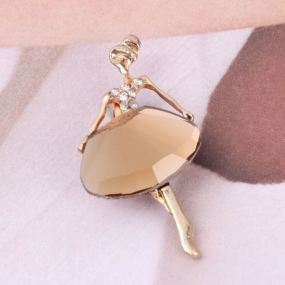 Cute Bag Gift Jewelry Crystal Badge Ballet Girl Pin Clothes Accessories Dancing Girl Brooches