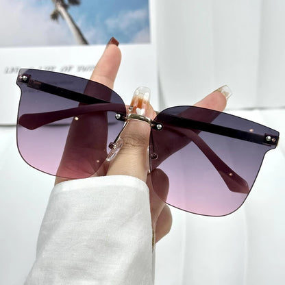 2024 Mode Nouvelle Grandes Lunettes De Soleil Sans Cadre Personnalité Dégradé De Couleur Accessoires Tendance Lunettes De Soleil Protection UV Femme