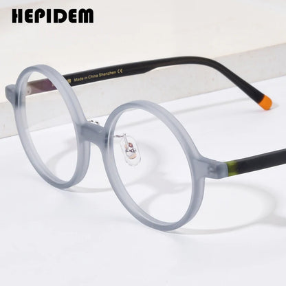 HEPIDEM Multicolour Matte Acetate Glasses Men Round Retro Eyeglasses 2023 Women Spectacles Eyewear H9265