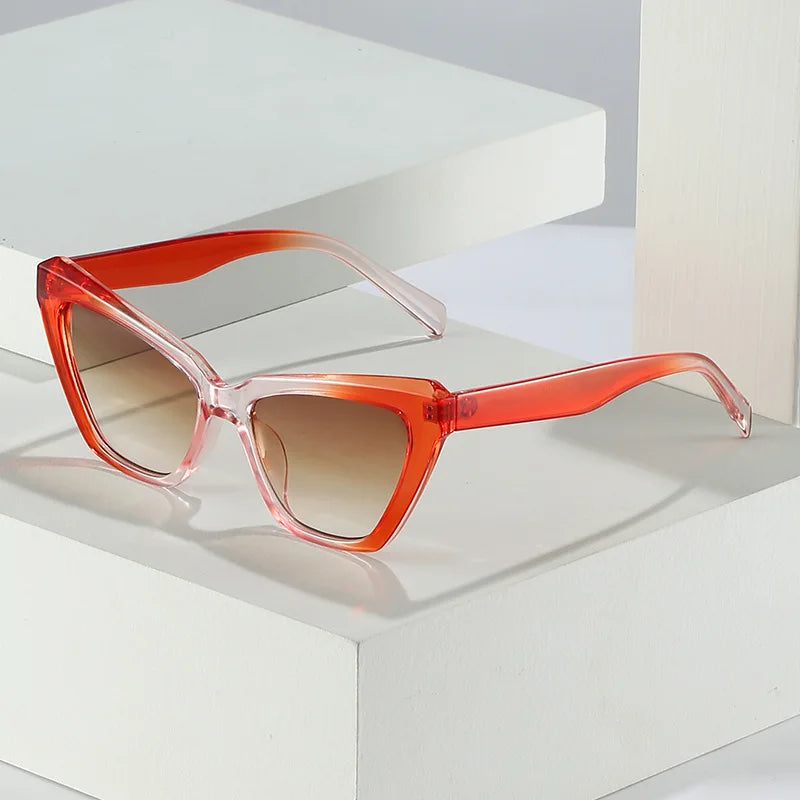 SHAUNA Cat Eye Damen Sonnenbrille Fashion Gradient Shades UV400 Herren Retro Polygon Orange Lila Sonnenbrille