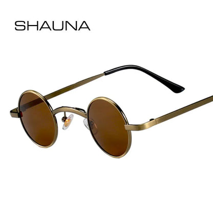 SHAUNA Sonnenbrille im Retro-Rock-Punk-Stil mit breitem Steg, klassisch, klein, rund, transparent, rot, UV400