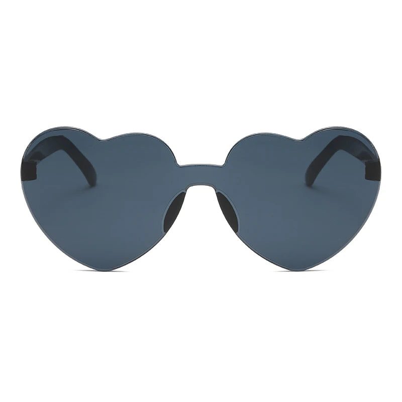 New Fashion Candy Heart Sunglasses Women Gradient Color Integrated Sun Glasses Personality Frameless Design Female