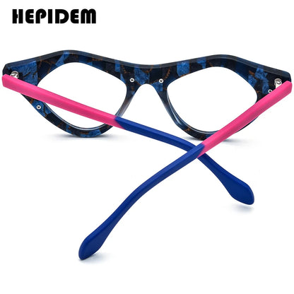 HEPIDEM Acetate Glasses Women 2024 New Retro Fashion Cat Eye Eyeglasses Frame Spectacles Eyewear H9372