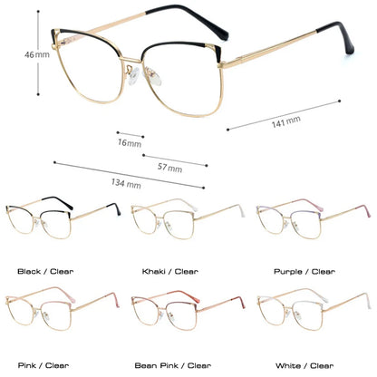 SHAUNA Retro Metal Spring Hinge Women Glasses Frame Clear Anti Blue Light Optical Frame Men Cat Eye Computer Glasses