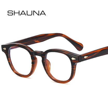 SHAUNA TR90 Women Square Glasses Frame Fashion Clear Anti-blue Light Eyewear Retro Men Spring Hinge Optical Rivets Frame