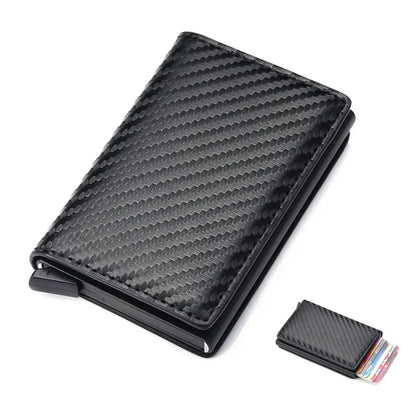 ID Credit Card Holder Men Wallet RFID Blocking Protected Aluminium Box Leather Wallets with Money Clip Designer Pasjeshouder