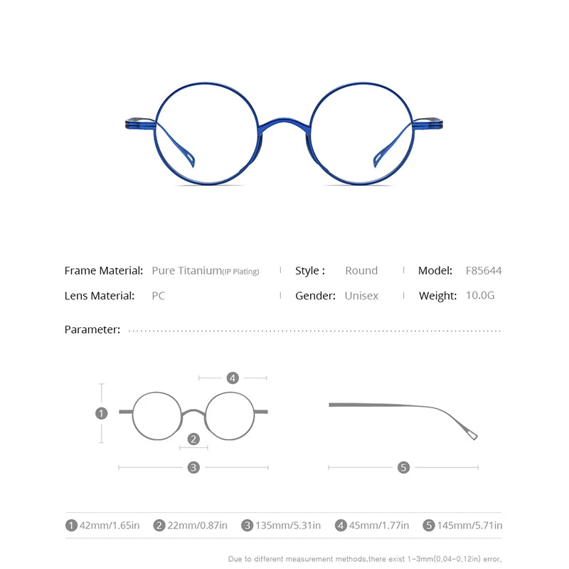 FONEX Reines Titan Brille Männer Retro Runde Optische Brillen Frauen 2021 Neue Vintage Myopie Optische Rahmen Brillen F85644