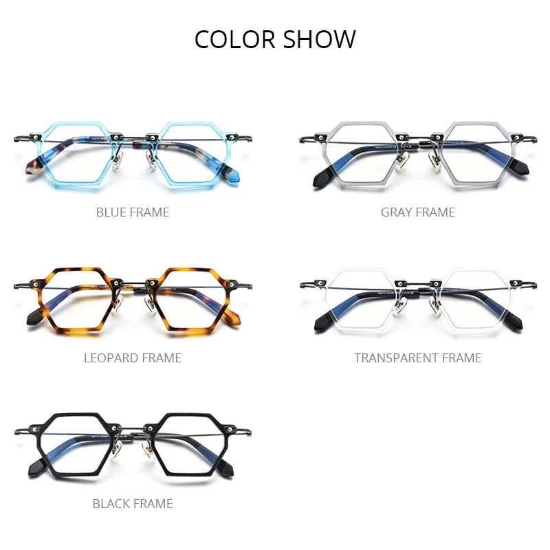 FONEX Acetate Titanium Glasses Women 2022 New Vintage Retro Polygon Eyeglasses Frame Men Spectacles Eyewear F85710