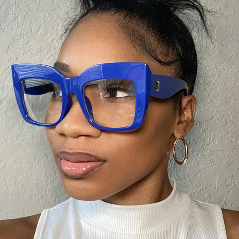 Oversized Square Women's Glasses Frames Fashion Black Anti Blue Light Eyeglasses Optical Lenses Female Luxury Brand Big Eyewear