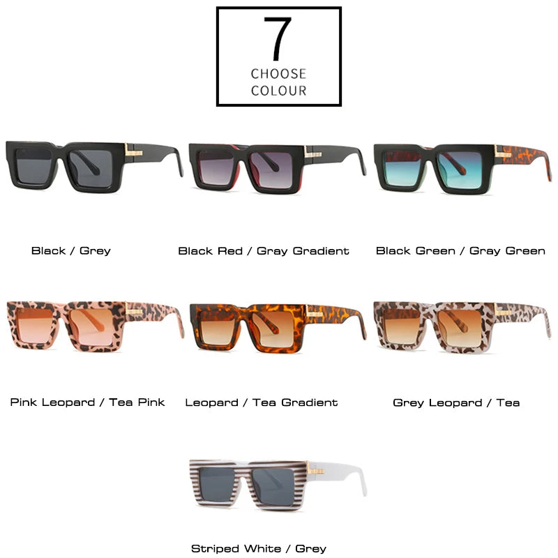 SHAUNA Retro Square Sunglasses Women Fashion Leopard Gradient Shades UV400 Men