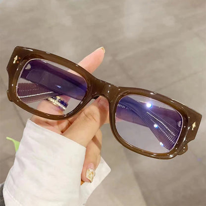 SHAUNA Fashion Square Men Glasses Frame Clear Anti-Blue Light Eyewear Retro Spring Hinge Men Optical Rivets Frame