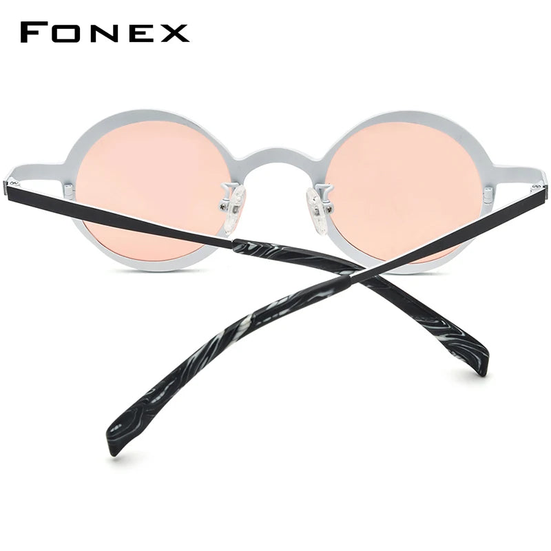 FONEX Titan Sonnenbrille Herren Retro Vintage Kleine Runde Polarisierte Sonnenbrille 2024 Neu Damen UV400 Shades F85774T