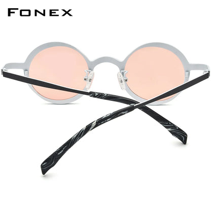 FONEX Titan Sonnenbrille Herren Retro Vintage Kleine Runde Polarisierte Sonnenbrille 2024 Neu Damen UV400 Shades F85774T