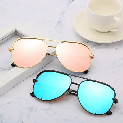 Luxury Metal Women Sunglasses Oversize Men Driving Mirror Anti-Reflective Sun Glasses Lady Shades Party Eyewear UV400 Oculos