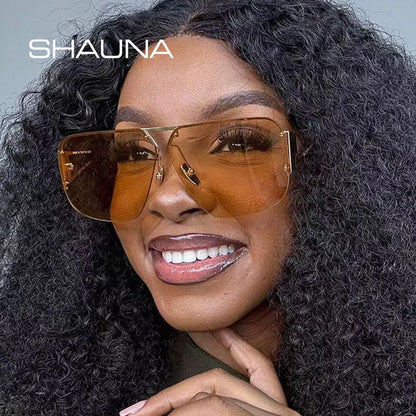 SHAUNA Oversize Half Frame Sunglasses Women Fashion Square Shades UV400