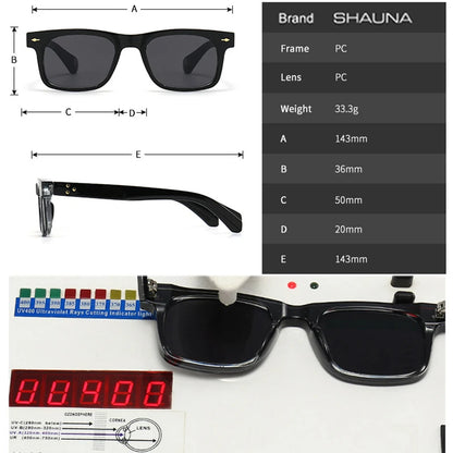 SHAUNA Retro Square Rivets Men Sunglasses Shades UV400 Fashion Gradient Women Trending Sun Glasses