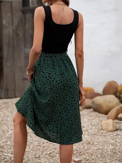 Women Casual Dress Knee Length Patchwork Dress Waist Bow Spliced Elegant Ladies Summer Sleeveless High Waist Dress Holiday