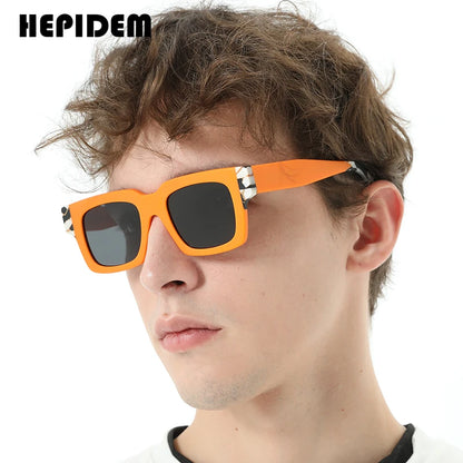 HEPIDEM Matte Acetat Polarisierte Sonnenbrille Männer UV400 2023 Neue Einfache Mode Retro Quadrat Sonnenbrille Frauen Shades H9288T