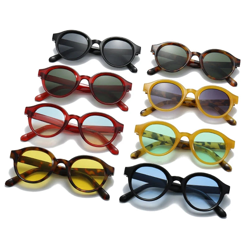 SHAUNA Lunettes de soleil rétro rondes pour femmes, dégradées, UV400, mode, couleur bonbon, hommes, tendance, rivets, punk