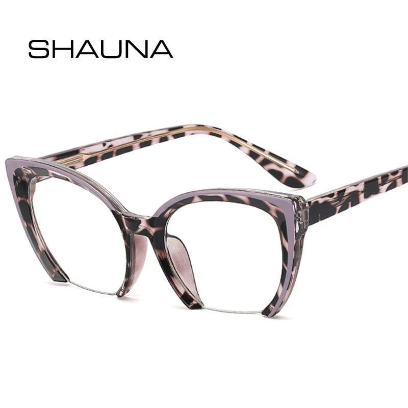 SHAUNA Retro Semi-Rimless TR90 Cat Eye Women Glasses Frames Fashion Anti-Blue Light Eyewear Men Optical Frame