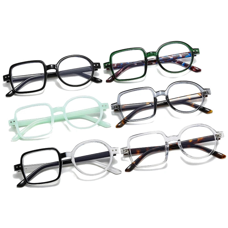 SHAUNA Retro Unique Square Round Glasses Frame Women Clear Lens Spring Hinge Double Color Optical Frame