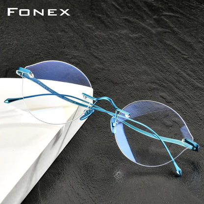 FONEX Pure Titanium Glasses Frame Women 2020 New Men Rimless Eyeglasses Frame Eyewear 8534