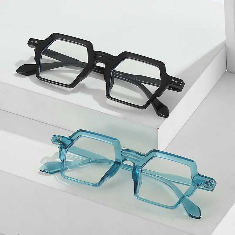 SHAUNA Anti-Blue Light Retro Rivets Hexagon Glasses Frames Optical Eyeglasses