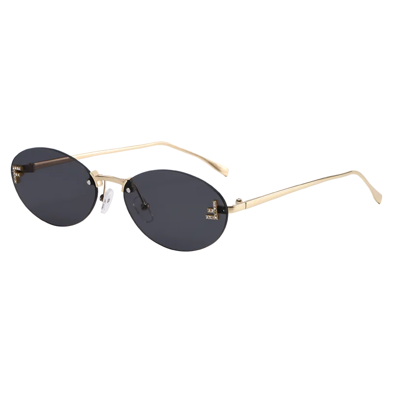 Elegante ovale Sonnenbrille männlich Buchstabe "F" randlose Sonnenbrille weiblich