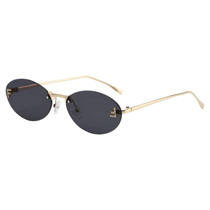 Elegante ovale Sonnenbrille männlich Buchstabe "F" randlose Sonnenbrille weiblich