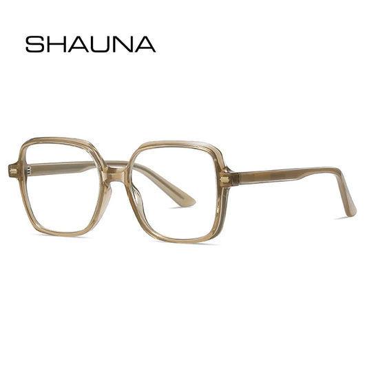 SHAUNA Fashion Women Luxury Glasses Frame Spring Hinge Square Men Clear Anti-blue Light Eyewear Retro Rivets Optical Frame