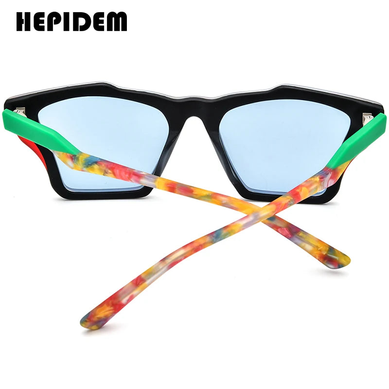 HEPIDEM Acetat Polarisierte Sonnenbrille Männer 2024 Neue Retro Bunte Trendy Design Cat Eye Sonnenbrille UV400 Frauen Shades H9360T