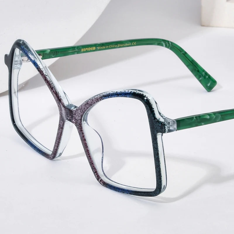 HEPIDEM Multicolor Acetate Glasses Women 2023 New Super Size Cat Eye Eyeglasses Spectacles Eyewear H9337