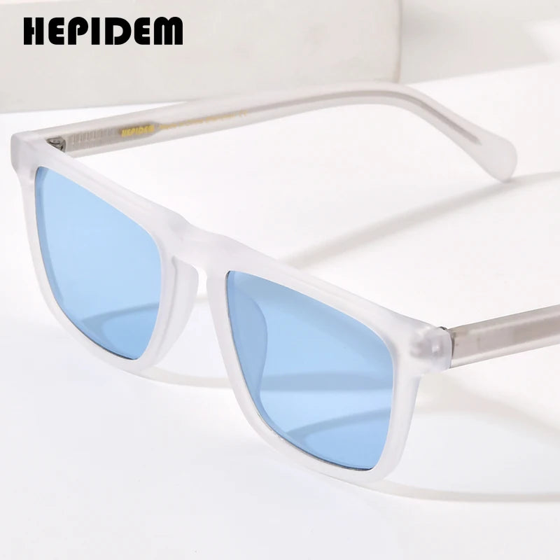 HEPIDEM Matte Acetate Polarized Sunglasses Men 2023 New Simple Retro Design UV400 Square Sun Glasses Women Shades H9283T