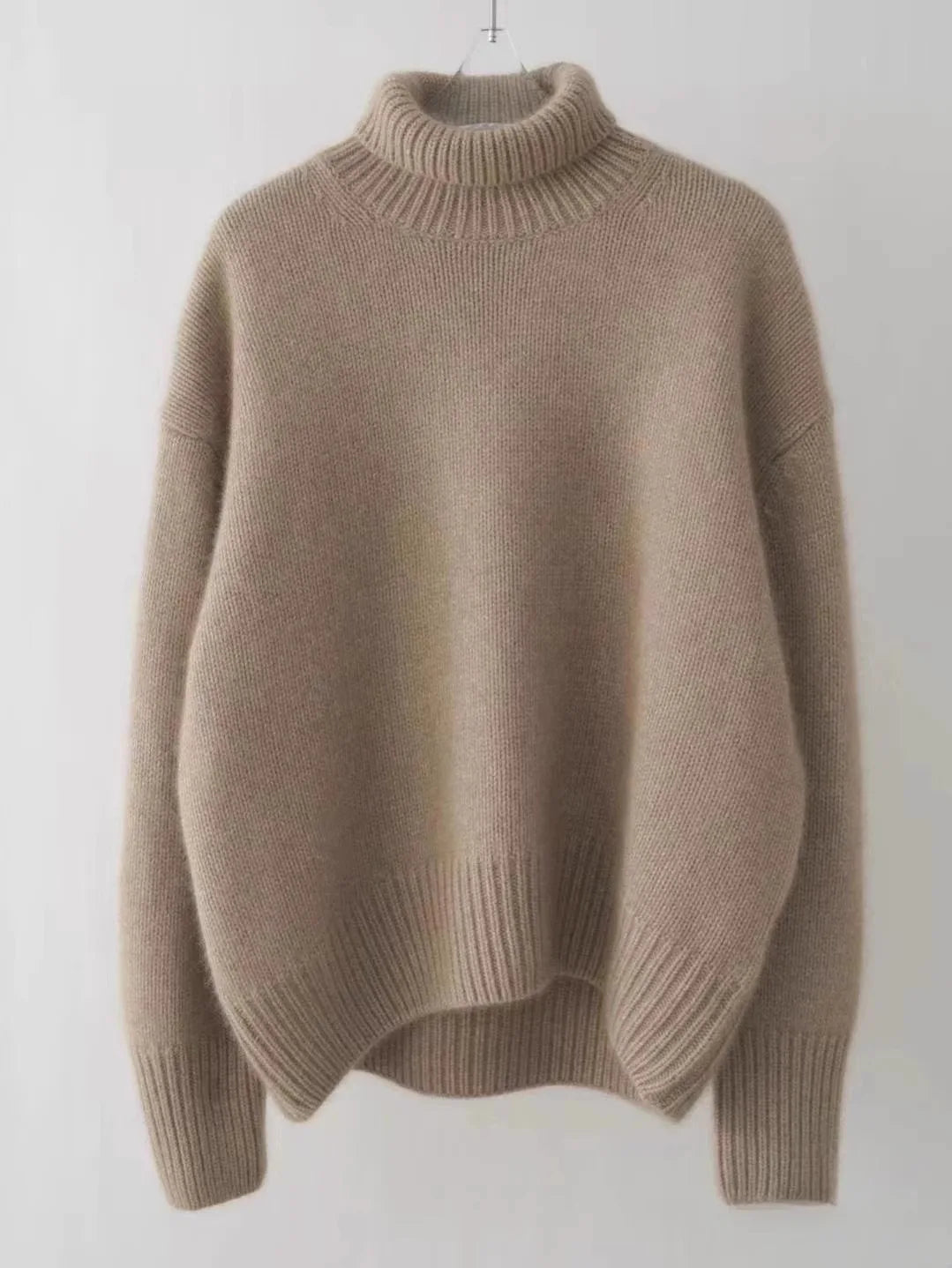 Pull en cachemire épais à col haut pour femme, nouvelle collection automne et hiver 2024, pull chaud et ample en tricot