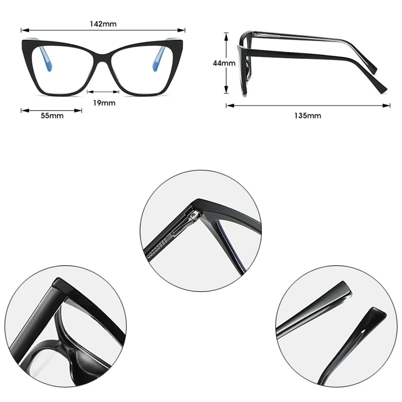 SHAUNA TR90 Cat Eye Women Glasses Frame Fashion Clear Anti-blue Light Eyewear Retro Spring Hinge Men Optical Frame