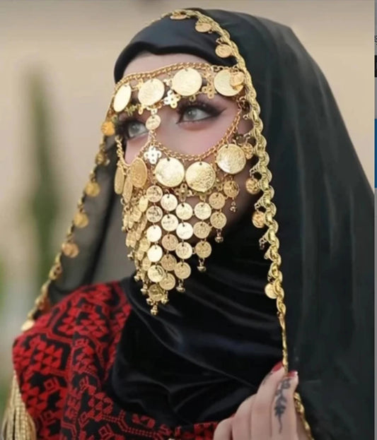 4 pièces d'or gland masque accessoires de cheveux pour femmes afghanes arabes moyen-orient indien traditionnel vêtements ethniques chapeaux bijoux