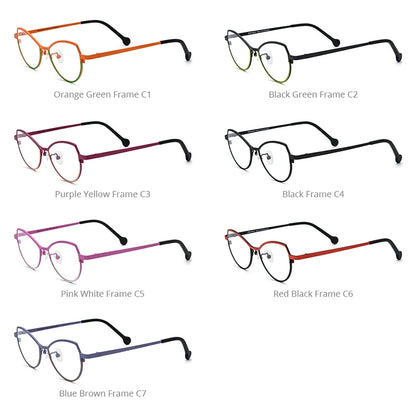 FONEX Pure Titanium Glasses Women 2024 New Men Fashion Retro Colorful Cat Eye Eyeglasses  Butterfly Eyewear F85848