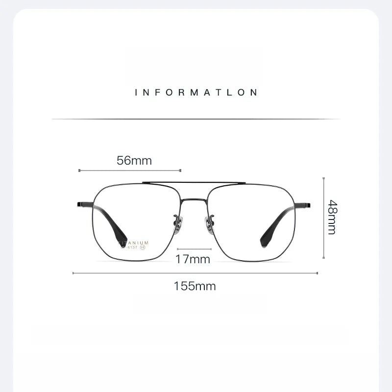 Neue modische Doppelstrahl-Brille aus reinem Titan für Herren, ultraleichte und bequeme optische Korrekturbrille für Männer 6137