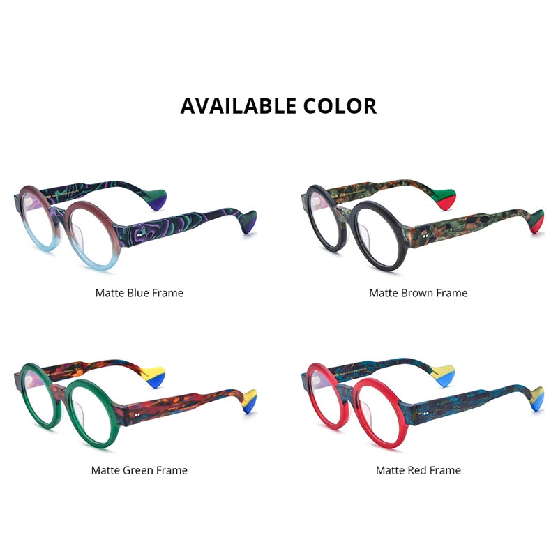 HEPIDEM Matte Acetate Glasses Men Wide-Leg Multicolor Big Round Eyeglasses 2023 Women Eyewear H9271