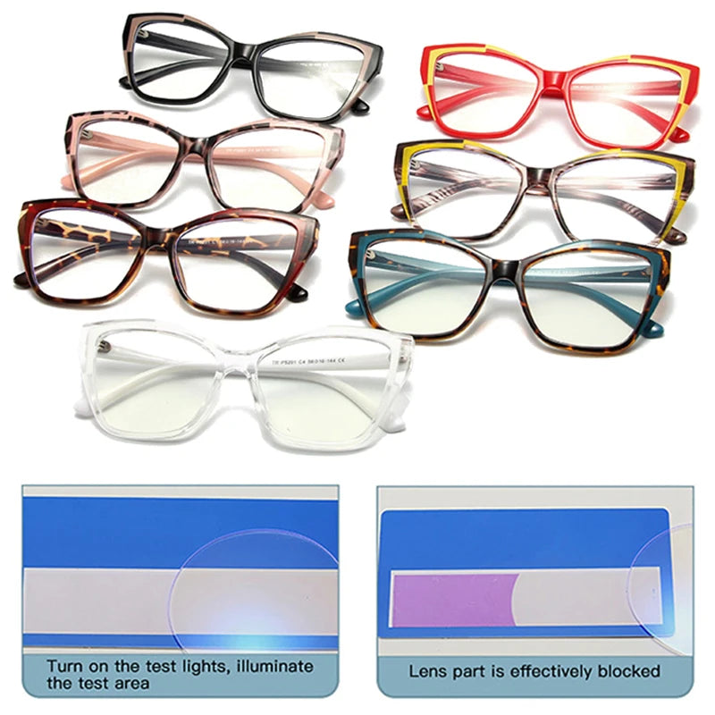 SHAUNA Retro Cat Eye Women Double Color Glasses Frame Fashion Men Optical Clear Anti-Blue Light Eyewear Trending Leopard Frame