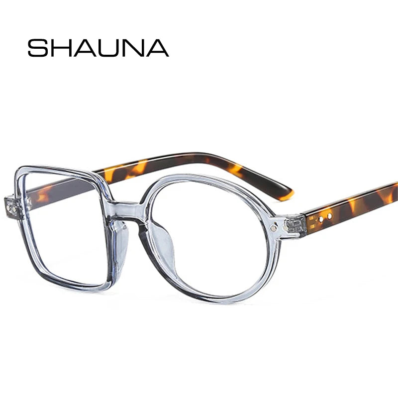 SHAUNA Retro Unique Square Round Glasses Frame Women Clear Lens Spring Hinge Double Color Optical Frame