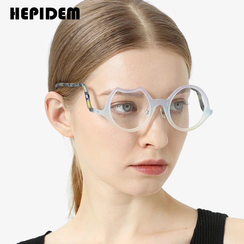 HEPIDEM Matte Acetat Brille Frauen 2023 Neue Unregelmäßige Mode Brillen Männer Brillen H9285