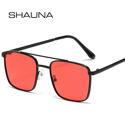 SHAUNA Retro Metal Double Bridges Square Sunglasses Women Fashion Clear Ocean Gradient Lens Shades UV400 Men Sun Glasses