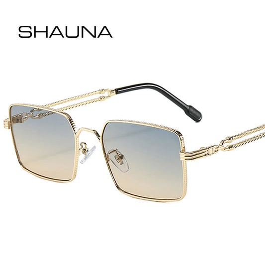 SHAUNA Retro Quadratischer Metallrahmen Damen Luxus Sonnenbrillen Shades UV400 Mode Farbverlauf Herren Sonnenbrille