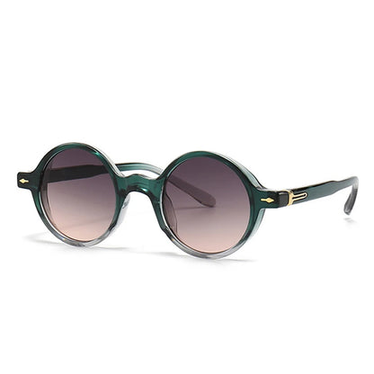 SHAUNA Modische runde Damen-Sonnenbrille mit Punk-Farbverlauf, Retro-Nieten, Herren-Sonnenbrille, UV400