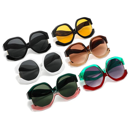 SHAUNA Fashion Polygon Square Women Oversized Sunglasses Retro Rivets Men Trending Gradient Sun Glasses Shades UV400