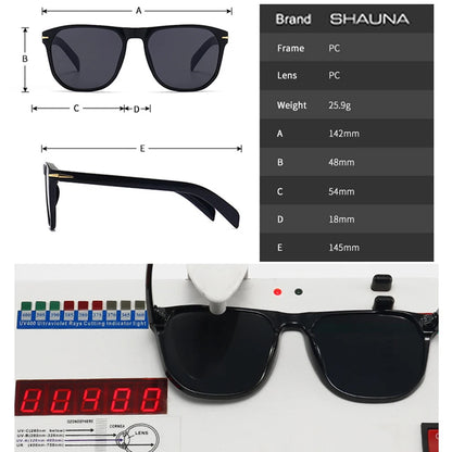 SHAUNA Lunettes de soleil carrées tendance pour femmes, nuances dégradées UV400, pour hommes, rétro, rivets, décoration, lunettes de soleil