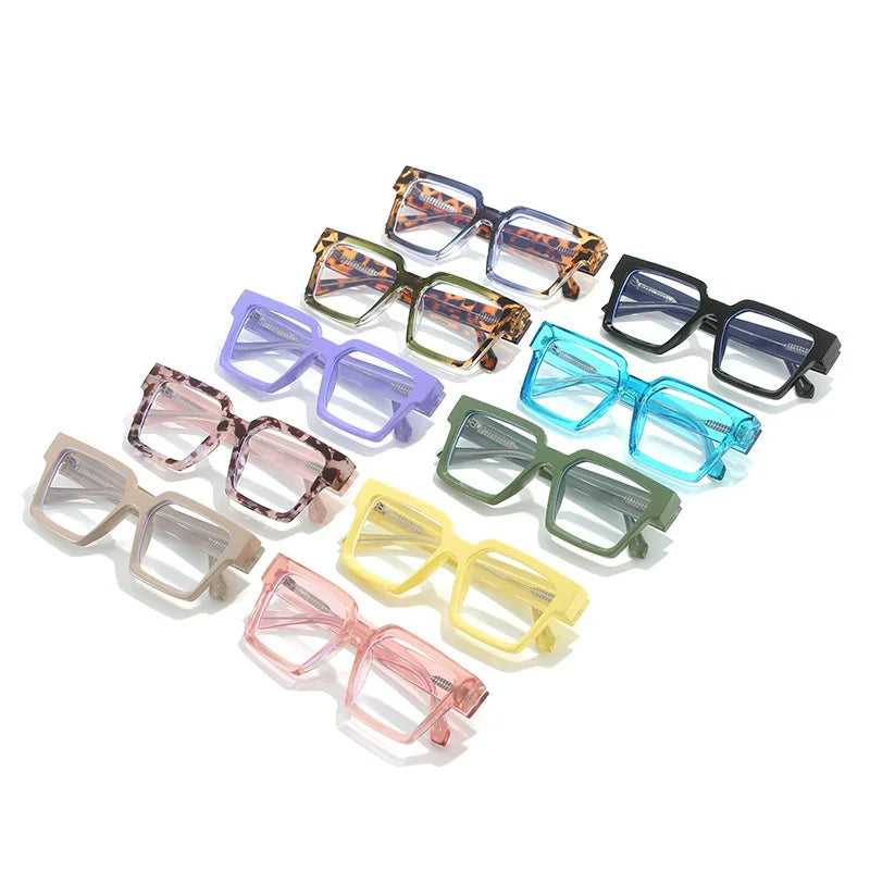 SHAUNA Mode Carré Bonbon Couleur Lunettes Cadre Femmes Printemps Charnière Anti Lumière Bleue Optique Lunettes Hommes Léopard Rétro Cadre