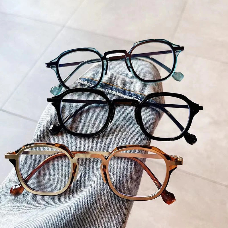 SHAUNA Retro TR90 Metal Square Women Optical Glasses Frame Fashion Anti Blue Light Spring Hinge Men Blue Eyeglasses Frame